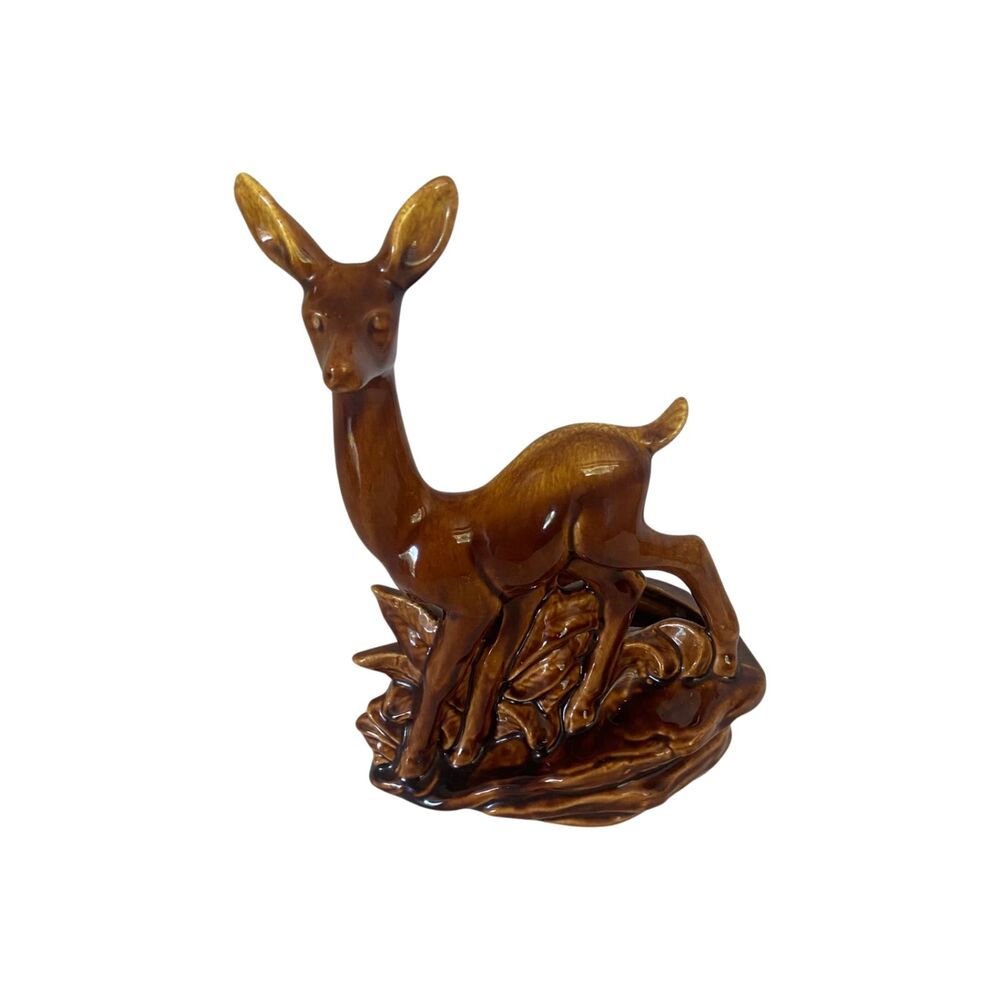 MCM Large Ceramic Planter Doe Deer Hand Painted Mid Century 11” Vintage